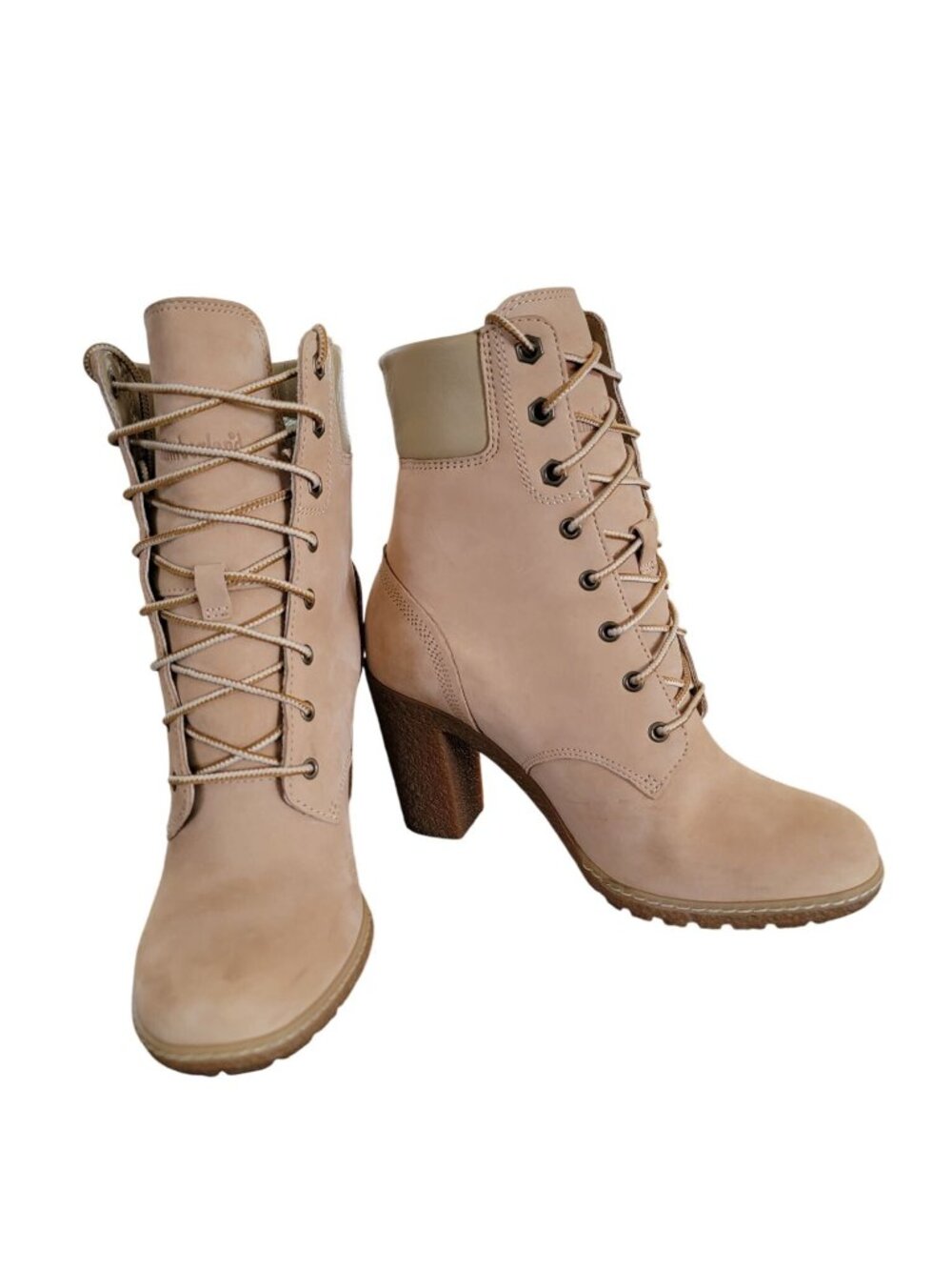 Timberland Women's Tan Leather Lace-Up Heeled Boots – Size 8 - Picture 2 of 11